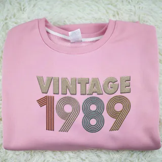 Vintaged 1989 Embroidered Sweatshirt – Pink