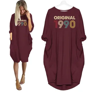 Original 1990 Birthday Pocket Dress – Red