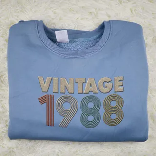 Vintaged 1988 Embroidered Sweatshirt – Blue