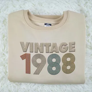 Vintaged 1988 Embroidered Sweatshirt – Khaki