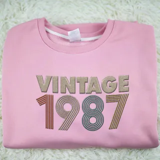 Vintaged 1987 Embroidered Sweatshirt – Pink