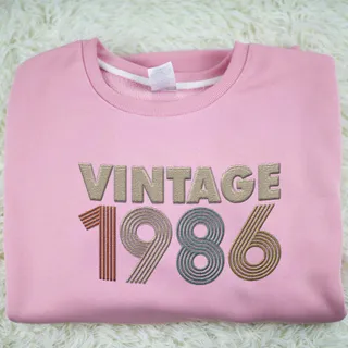 Vintaged 1986 Embroidered Sweatshirt – Pink