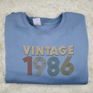 Vintaged 1986 Embroidered Sweatshirt – Blue