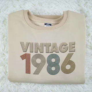 Vintaged 1986 Embroidered Sweatshirt – Khaki