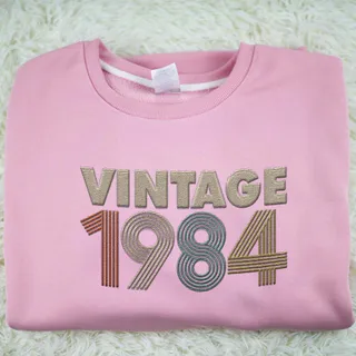 Vintaged 1984 Embroidered Sweatshirt – Pink