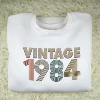 Vintaged 1984 Embroidered Sweatshirt – White