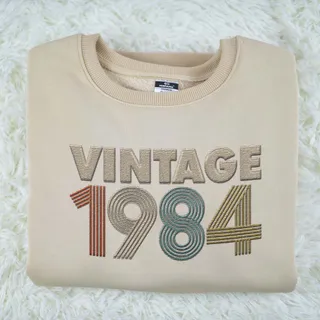 Vintaged 1984 Embroidered Sweatshirt – Khaki