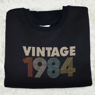 Vintaged 1984 Embroidered Sweatshirt – Black