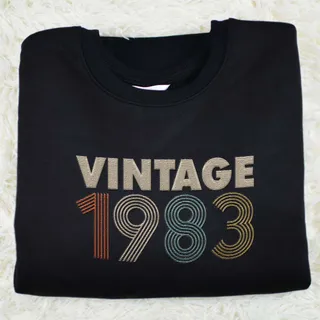 Vintaged 1983 Embroidered Sweatshirt – Black