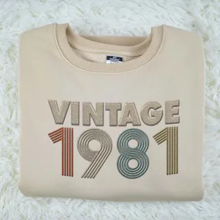 Vintaged 1981 Embroidered Sweatshirt – Khaki