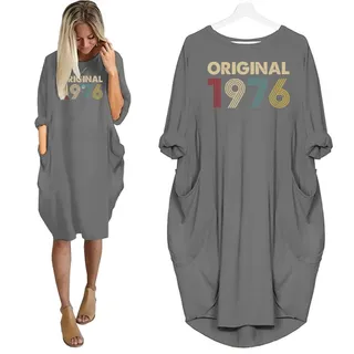 Original 1976 Birthday Pocket Dress – Grey