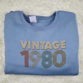 Vintaged 1980 Embroidered Sweatshirt – Blue