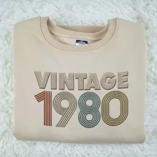Vintaged 1980 Embroidered Sweatshirt – Khaki