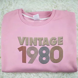 Vintaged 1980 Embroidered Sweatshirt – Pink