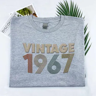 Vintaged 1967 Embroidered T-Shirt – Sport Grey
