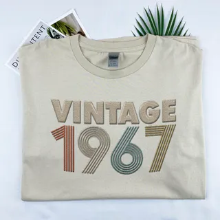 Vintaged 1967 Embroidered T-Shirt – Khaki