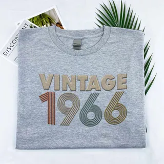 Vintaged 1966 Embroidered T-Shirt – Sport Grey