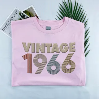 Vintaged 1966 Embroidered T-Shirt – Pink