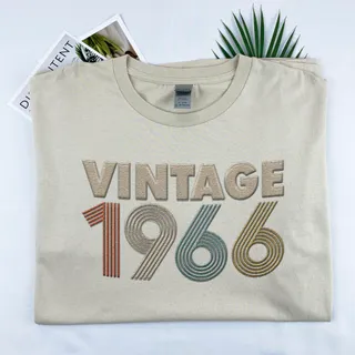 Vintaged 1966 Embroidered T-Shirt – Khaki