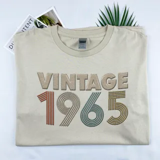 Vintaged 1965 Embroidered T-Shirt – Khaki