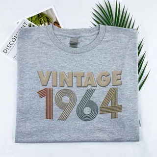 Vintaged 1964 Embroidered T-Shirt – Sport Grey
