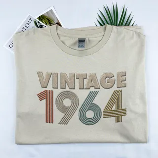 Vintaged 1964 Embroidered T-Shirt – Khaki