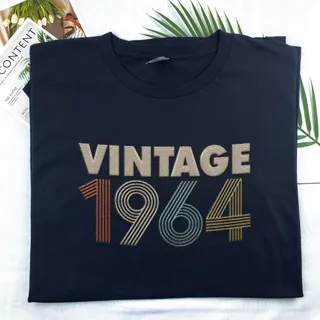 Vintaged 1964 Embroidered T-Shirt – Black