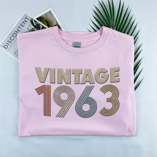Vintaged 1963 Embroidered T-Shirt – Pink