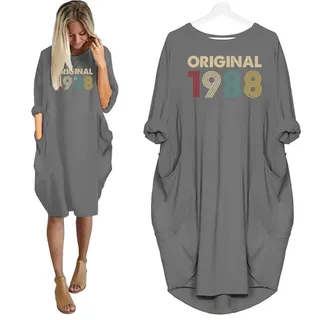 Original 1988 Birthday Pocket Dress – Grey