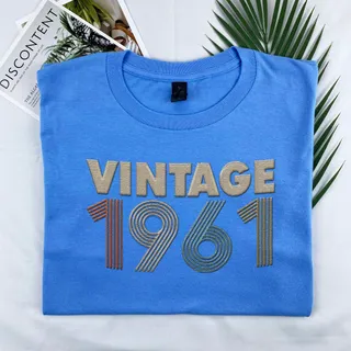 Vintaged 1961 Embroidered T-Shirt – Royal
