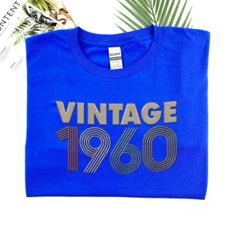 Vintaged 1960 Embroidered T-Shirt – Navy