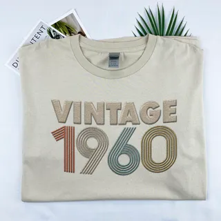 Vintaged 1960 Embroidered T-Shirt – Khaki