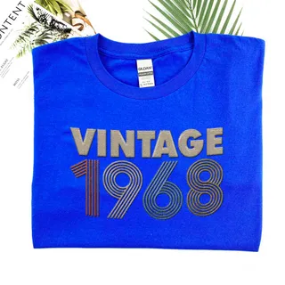 Vintaged 1968 Embroidered T-Shirt – Navy
