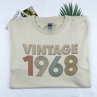 Vintaged 1968 Embroidered T-Shirt – Khaki