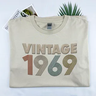 Vintaged 1969 Embroidered T-Shirt – Khaki