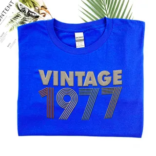 Vintaged 1977 Embroidered T-Shirt – Navy