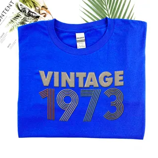 Vintaged 1973 Embroidered T-Shirt – Navy