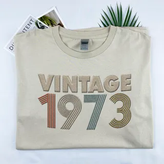 Vintaged 1973 Embroidered T-Shirt – Khaki