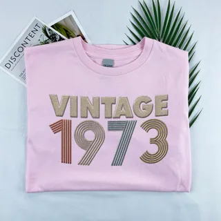 Vintaged 1973 Embroidered T-Shirt – Pink
