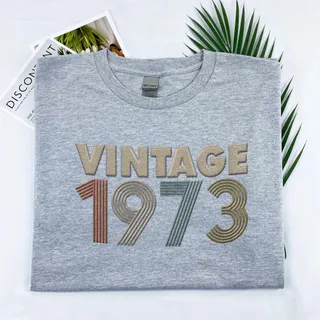 Vintaged 1973 Embroidered T-Shirt – Sport Grey