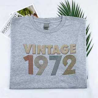 Vintaged 1972 Embroidered T-Shirt – Sport Grey