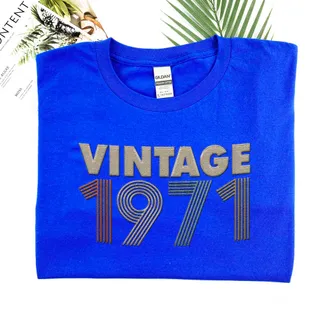 Vintaged 1971 Embroidered T-Shirt – Navy