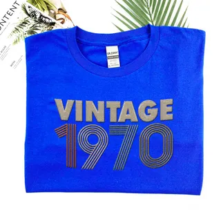 Vintaged 1970 Embroidered T-Shirt – Navy
