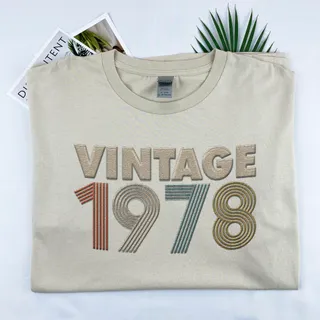 Vintaged 1978 Embroidered T-Shirt – Khaki