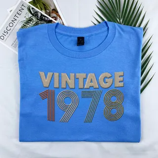 Vintaged 1978 Embroidered T-Shirt – Royal