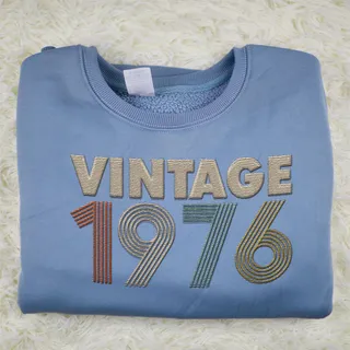 Vintaged 1976 Embroidered Sweatshirt – Blue