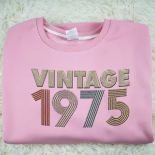 Vintaged 1975 Embroidered Sweatshirt – Pink