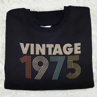 Vintaged 1975 Embroidered Sweatshirt – Black