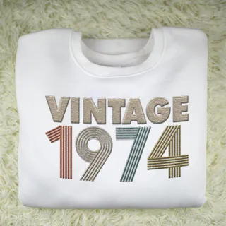 Vintaged 1974 Embroidered Sweatshirt – White