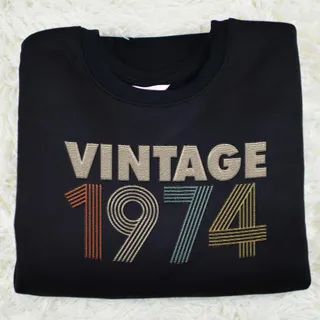 Vintaged 1974 Embroidered Sweatshirt – Black